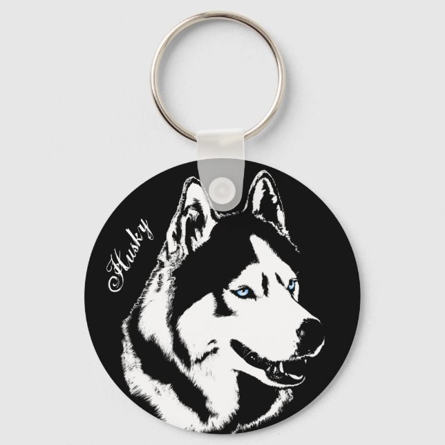 Husky Keychain Husky Malamute Keychain Anpassa Nyckelring (Framsida)
