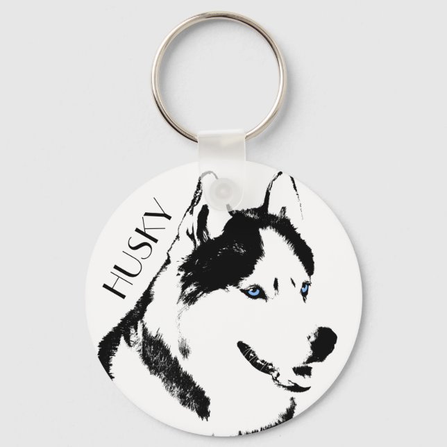 Husky Keychain Husky Malamute Keychain Anpassa Nyckelring (Framsida)