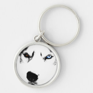 Husky Keychain Siberian husky Malamute Gifts Rund Silverfärgad Nyckelring