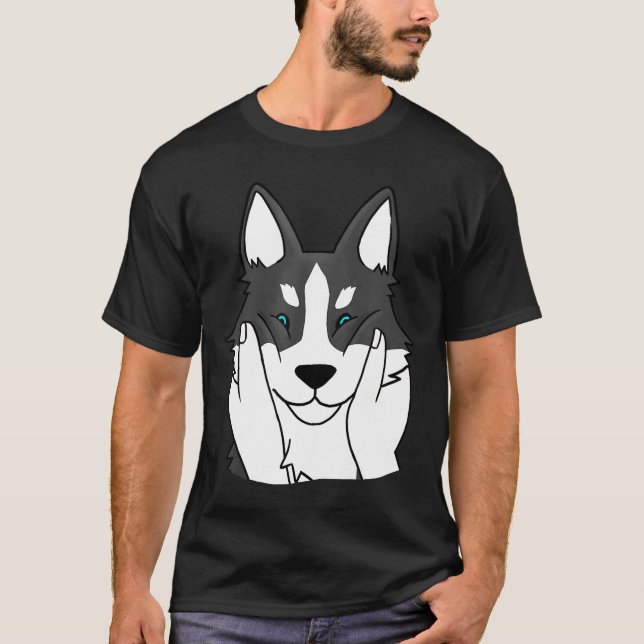Husky Knubbig Cheeks Rolig hund Gift T Shirt (Framsida)