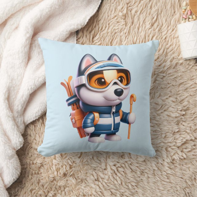 Husky le Skieur Aventureux Kudde (Filt)