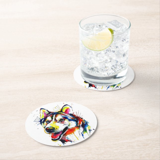 Husky Lovers Stone Coaster| Lover Stone Coaster bl Underlägg Papper Rund (Insitu)