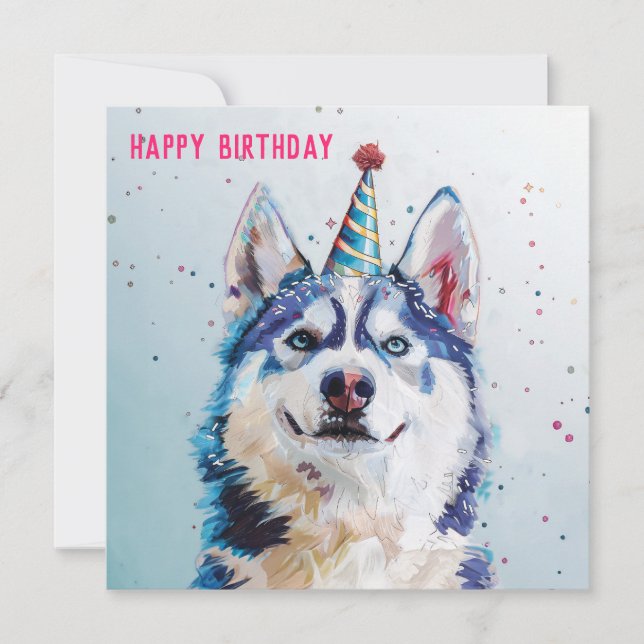 Husky/Malamute Birthday-kort (Framsida)