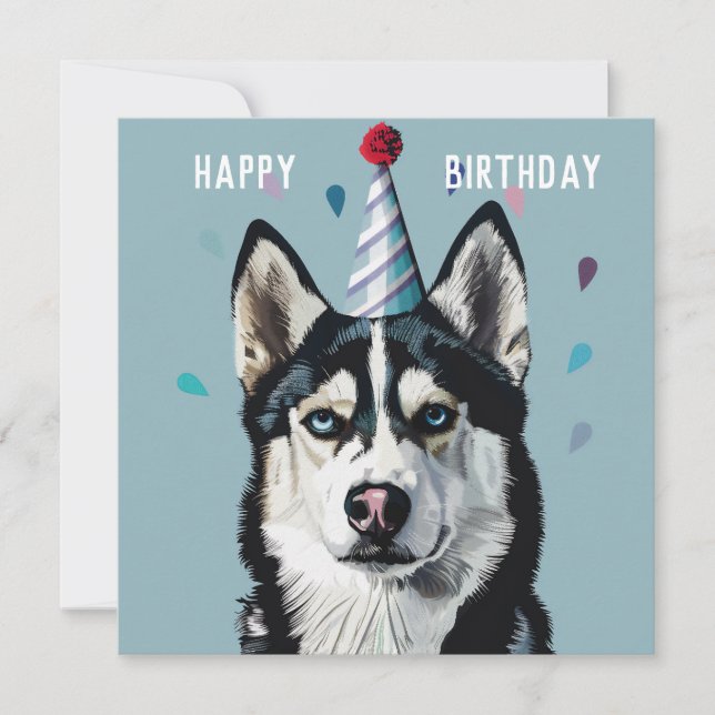 Husky/Malamute Birthday-kort (Framsida)