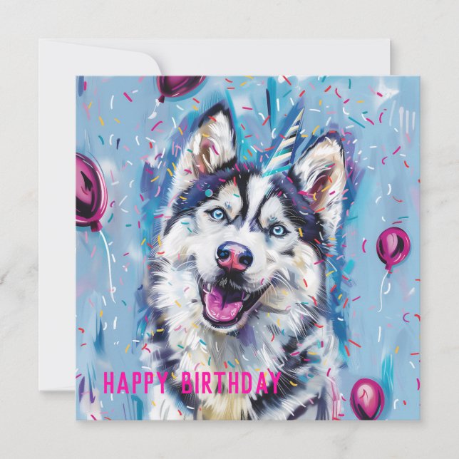 Husky/Malamute Birthday-kort Kort (Framsida)