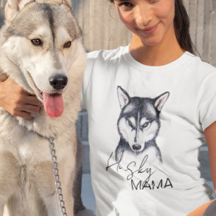 Husky Mamma Cute Watercolor Hund älskare T Shirt