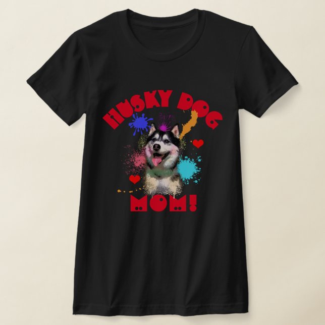 Husky Mamma Hund älskare Bästa Hund Mamma T Shirt (Laydown)