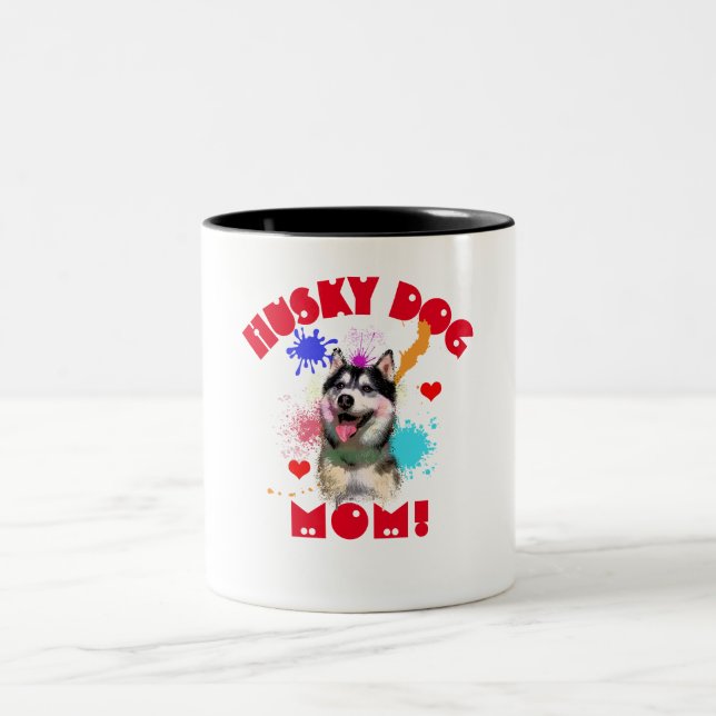 Husky Mamma Hund älskare Bästa Hund Mamma Två-Tonad Mugg (Center)