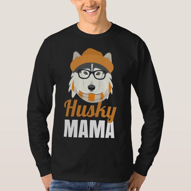 Husky Mamma Hundägare Hat Glass Scarf Mamma T Shirt (Framsida)