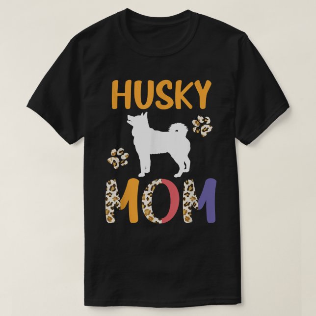 Husky Mamma Leopard  T Shirt (Design framsida)