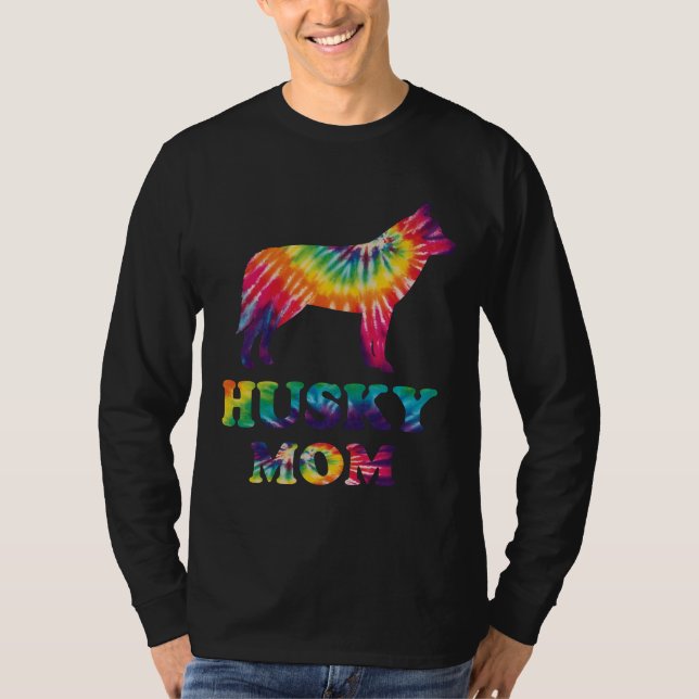 Husky Mamma Rolig hund Mamma Tie Dye Stil Mor-dage T Shirt (Framsida)