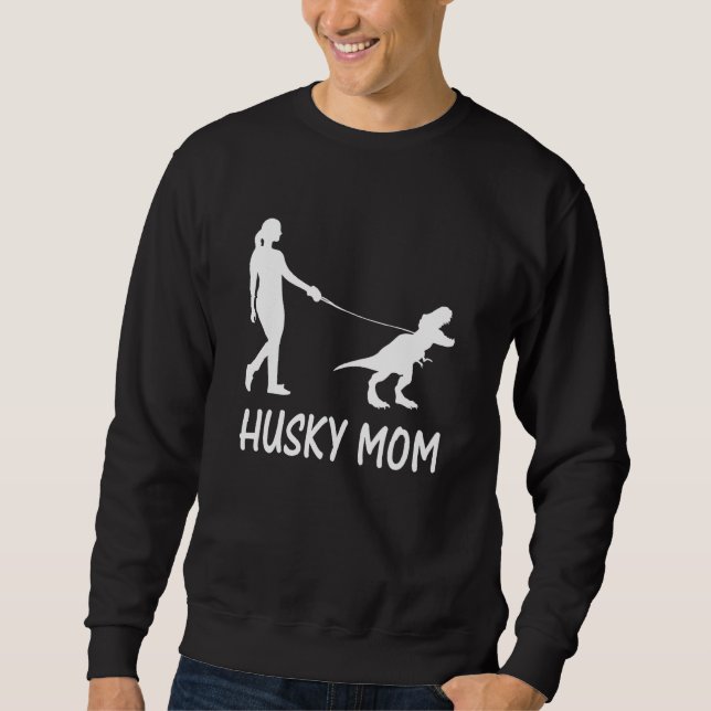 Husky Mamma Siberian husky Mamma Hund Dinosaur Wom Lång Ärmad Tröja (Framsida)