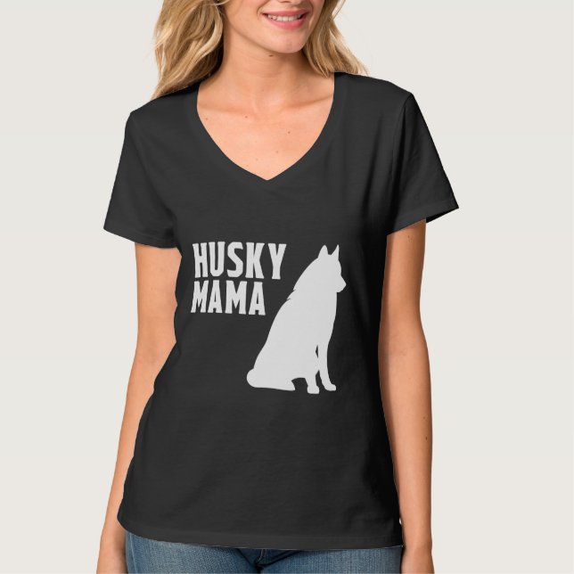 Husky Mamma Silhouette T Shirt (Framsida)