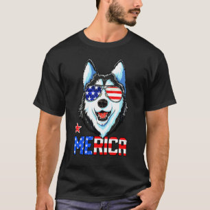 Husky Merica Manar Women American Flagga T Shirt