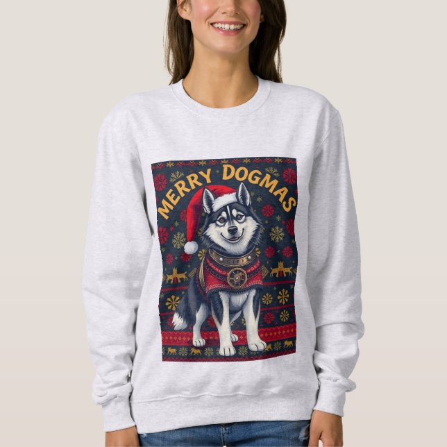 Husky Merry Dogmas T Shirt (Framsida)