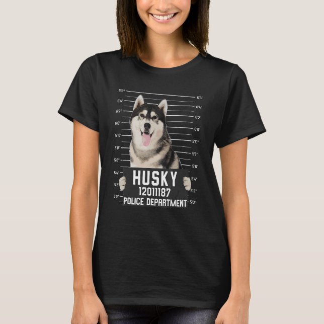 Husky Mugg Shot Criminal Hund T Shirt (Framsida)