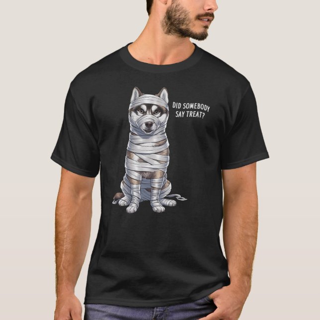 Husky Mummy Halloween Dog T Shirt (Framsida)