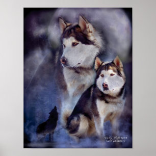 Husky - Nattsprit Art Poster/skriver ut Poster