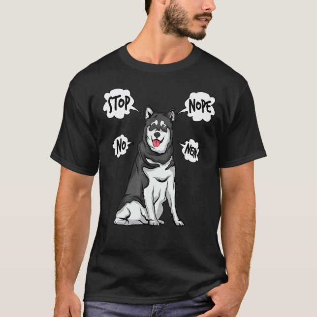 Husky Nej Alaskan Malamute T Shirt (Framsida)
