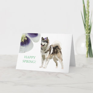 Husky- och blomhälsningskort kort