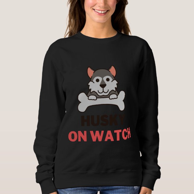 Husky On Watch T Shirt (Framsida)