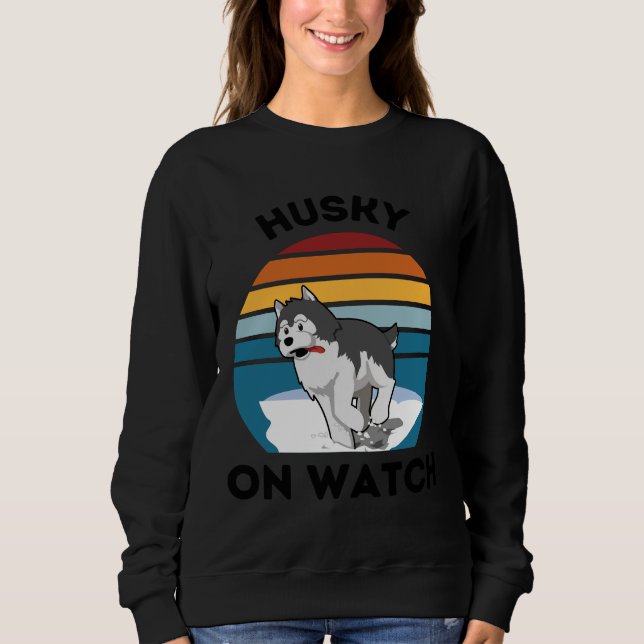 Husky On Watch T Shirt (Framsida)