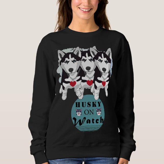 Husky On Watch T Shirt (Framsida)