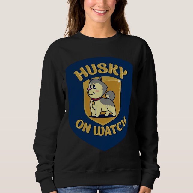 Husky On Watch T Shirt (Framsida)