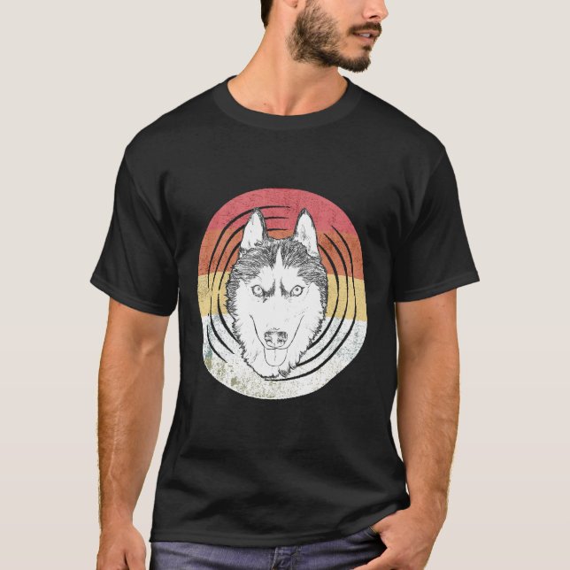 Husky Owner Gift Mamma Hund älskare Retro Siberian T Shirt (Framsida)
