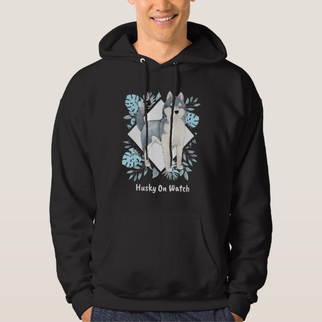 Husky på vakt! hoodie (Framsida)
