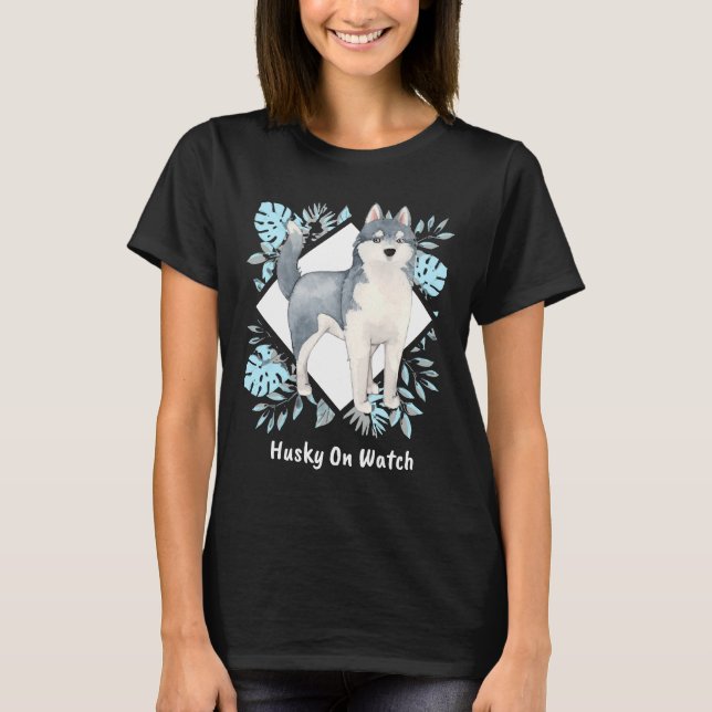 Husky på vakt! t shirt (Framsida)