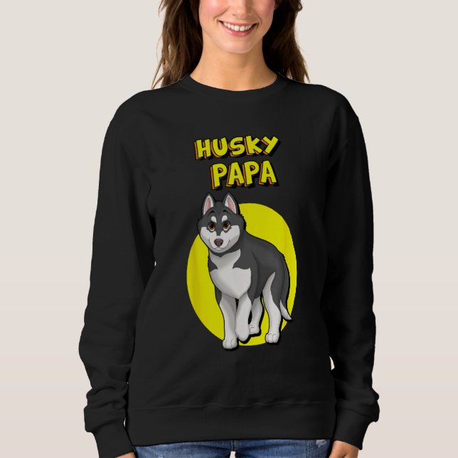 Husky Papa Black & White Siberian Husky Father Bro T Shirt (Framsida)