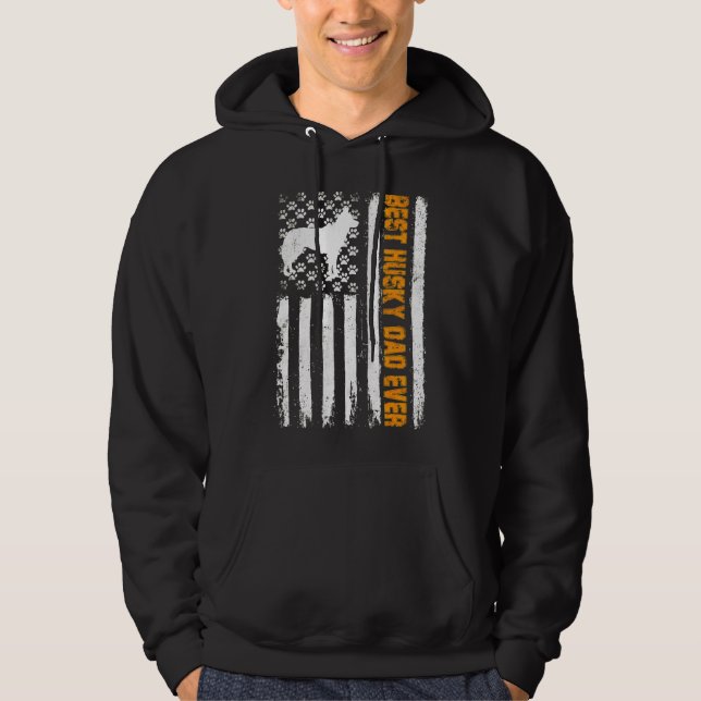 Husky Pappa All American Flagga Hoodie (Framsida)