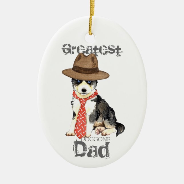 Husky Pappa Ceramic Ornament (Framsidan)