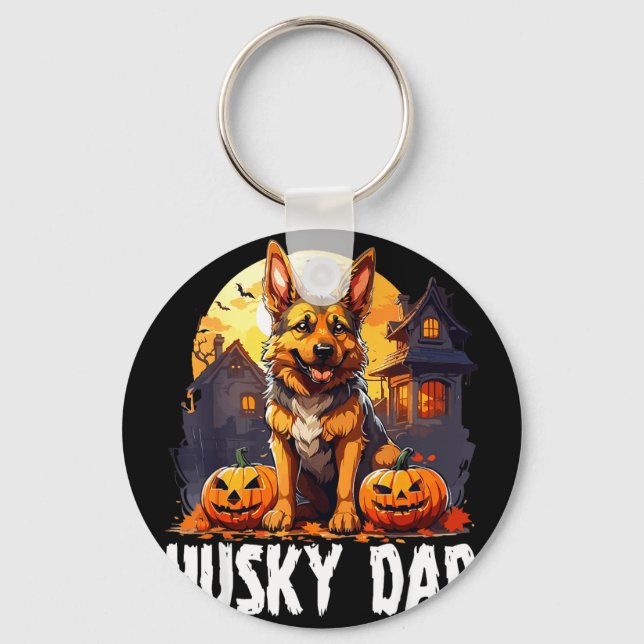 Husky pappa halloween  nyckelring (Framsida)