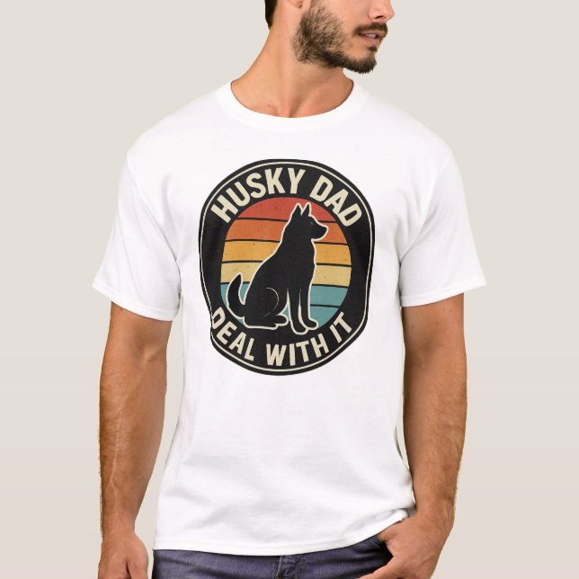 Husky Pappa Hantera Det T-Shirt - Rolig Husky Ägar (Framsida)