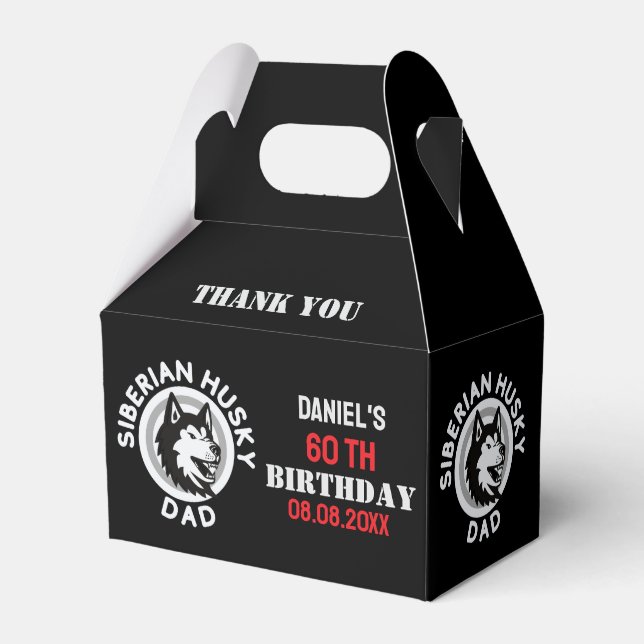 Husky Pappa, Hund Birthday Favor Boxes Presentaskar (Framsidan Sidan)