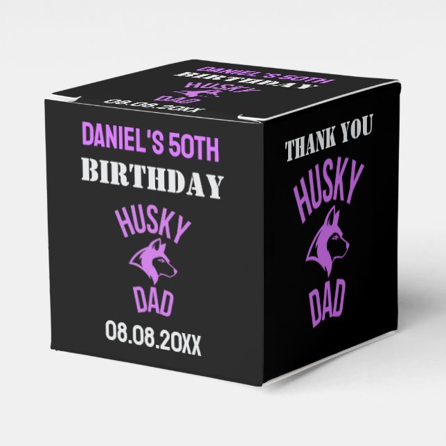 Husky Pappa, Hund Birthday Favor Boxes Presentaskar (Framsidan Sidan)