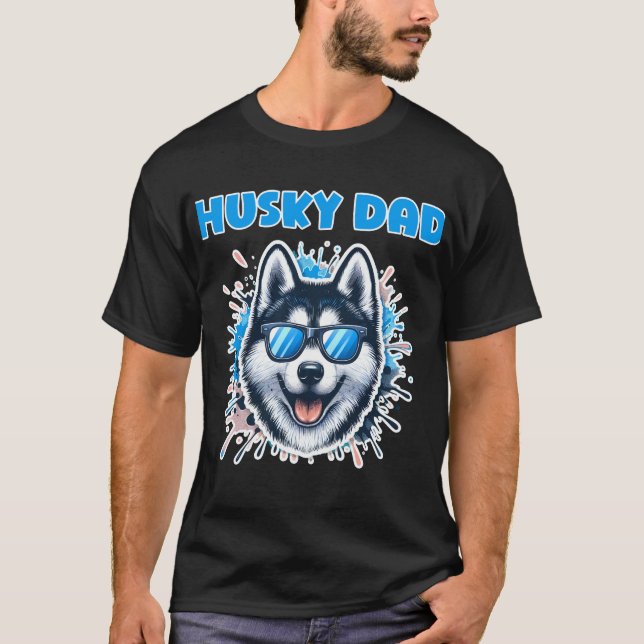 Husky Pappa Husky Hund Älskare T Shirt (Framsida)