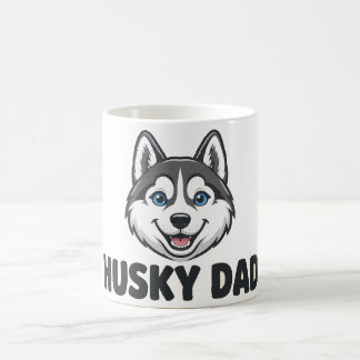 Husky Pappa — Leende sibirisk husky-ansikte för Hu Kaffemugg