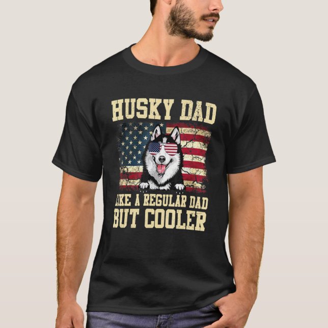 Husky Pappa som ett vanligt Pappa men koler Hund P T Shirt (Framsida)