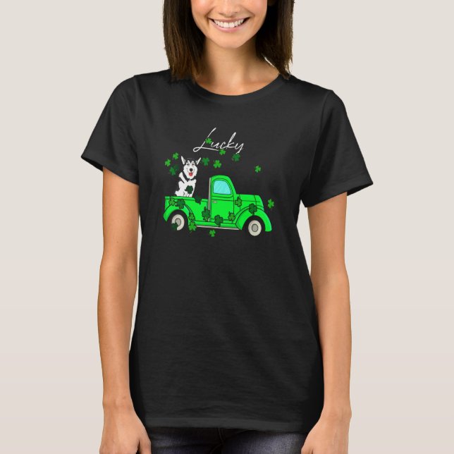 Husky Patricks Day Irish C T Shirt (Framsida)