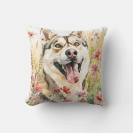 Husky Pillow - Watercolor Hund Home Décor Kudde