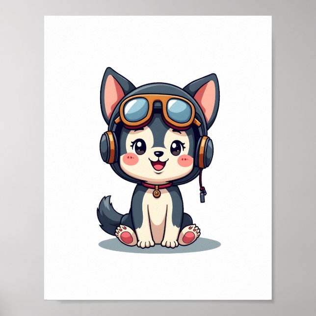 Husky Pilot Hund älskare Malamute Poster (Framsidan)