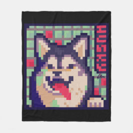 Husky Pixel Art, Pixelart Fleecefilt