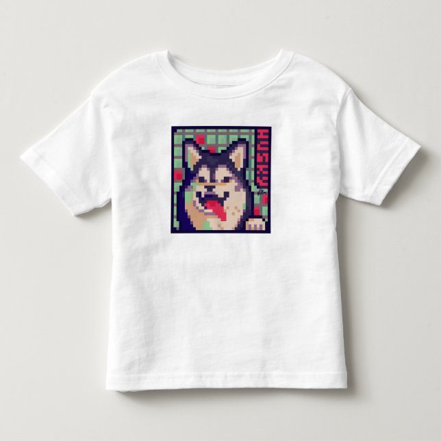 Husky Pixelart Pixel Art T Shirt (Framsida)