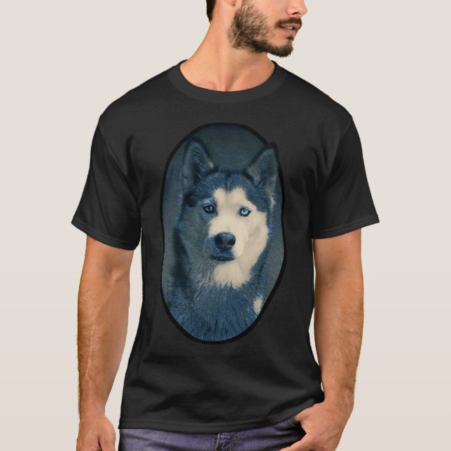 Husky Porträtt T Shirt (Framsida)