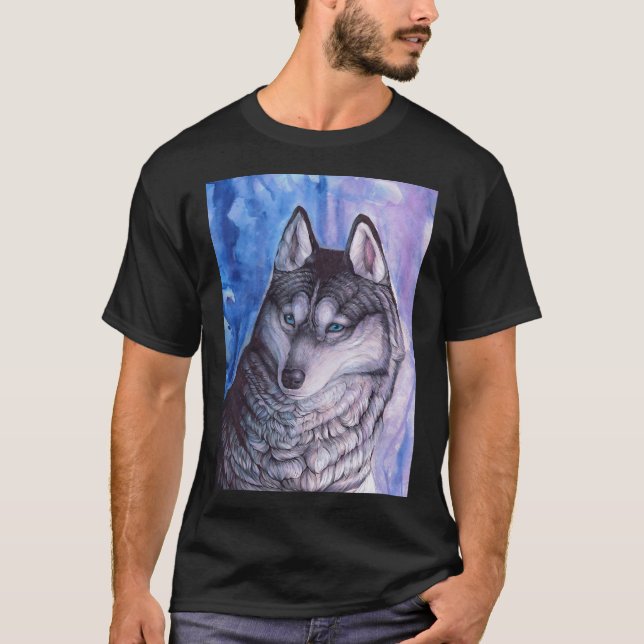 Husky Porträtt T Shirt (Framsida)