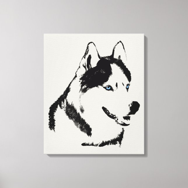 Husky Print Sträckt Siberian Husky Hundduk Canvas (Framsida)