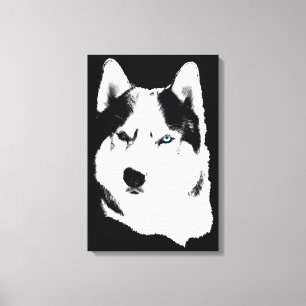 Husky Print Stretched Husky Malamute Hund Canvas